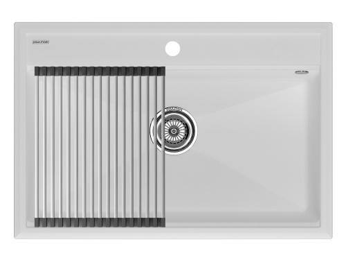 Кухонная мойка + коландер Paulmark PM117551-WH+R375-BS 75х51 цвет белый